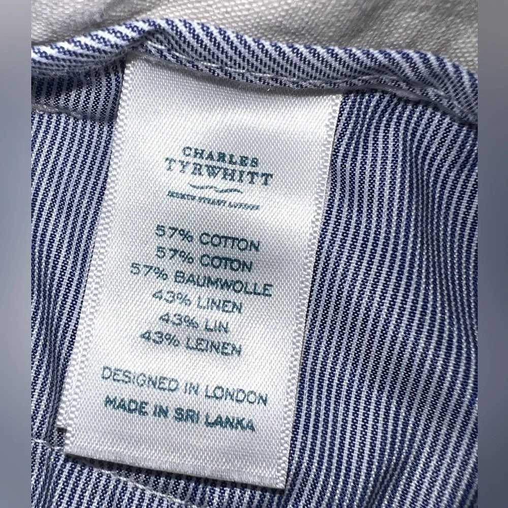 Charles Tyrwhitt Linen Blend Shorts Men 38 Beige‎ Mid Rise Casual Activewear